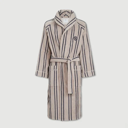 Brunello Cucinelli Striped cotton terrycloth bathrobe with logo