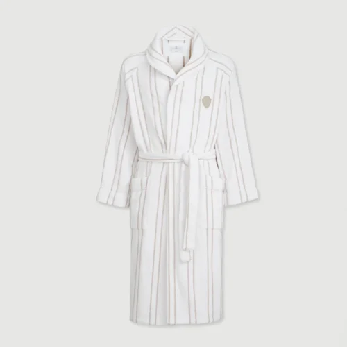 Brunello Cucinelli Striped cotton terrycloth bathrobe with logo