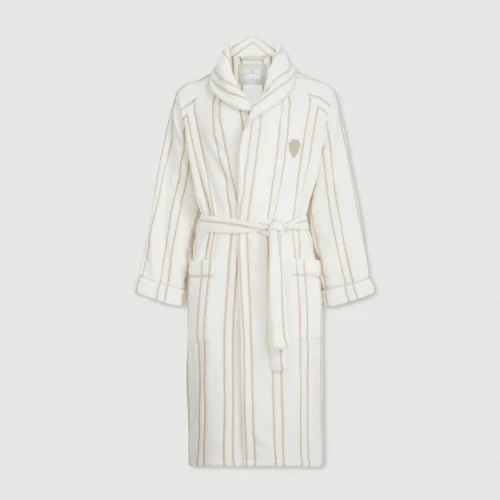 Brunello Cucinelli Striped cotton terrycloth bathrobe with logo