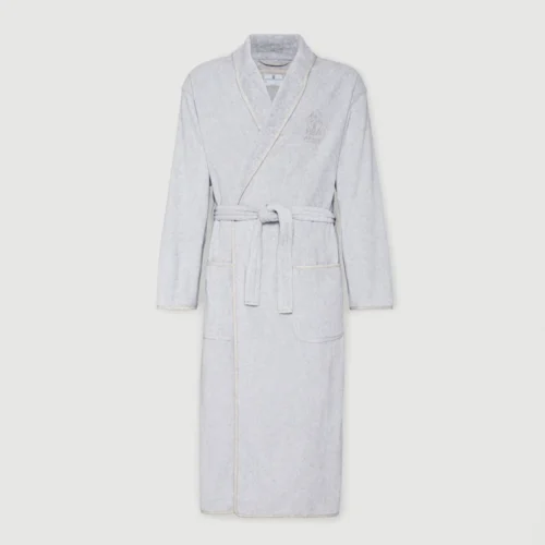 Brunello Cucinelli Cotton terrycloth bathrobe with linen trims