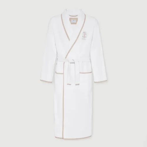 Brunello Cucinelli Cotton terrycloth bathrobe with linen trims