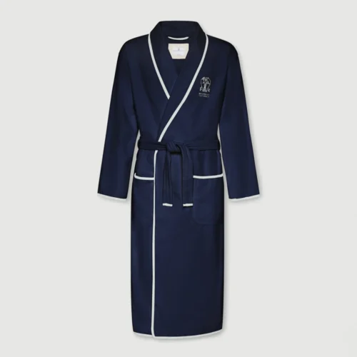 Brunello Cucinelli Cotton terrycloth bathrobe with linen trims