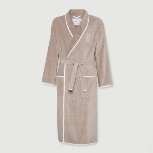 Brunello Cucinelli Cotton terrycloth bathrobe with linen trims