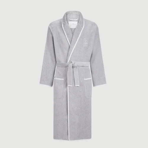 Brunello Cucinelli Cotton terrycloth bathrobe with linen trims