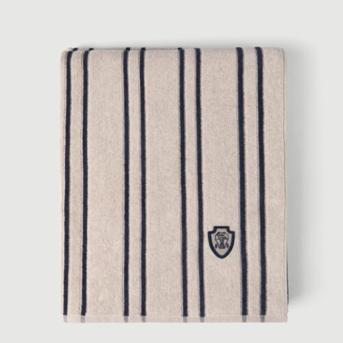 Brunello Cucinelli Striped cotton terrycloth towel with logo