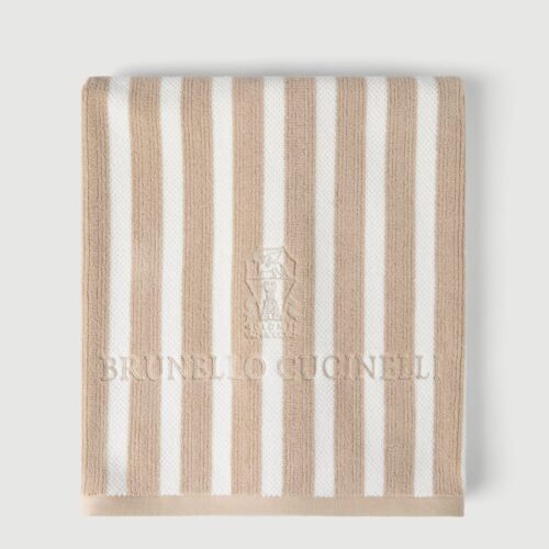 Brunello Cucinelli Striped cotton terrycloth beach towel with embroidery