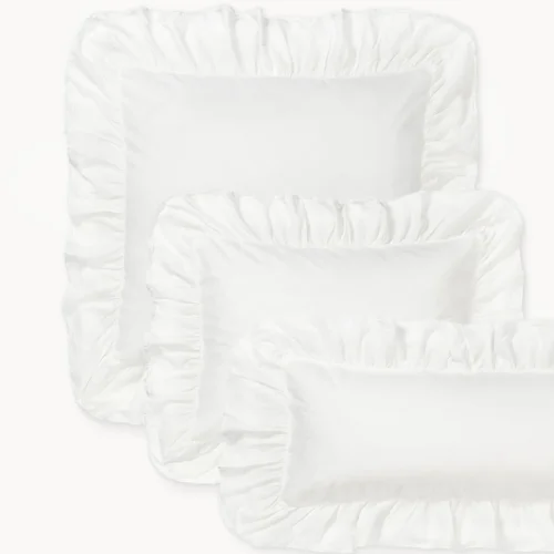 LouaneWashed cotton percale pillowcase with frills